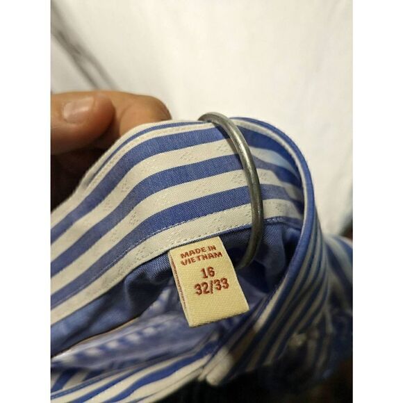 Original Penguin Violet Striped Button Front Collared Heritage Fit Shirt 16 - Picture 6 of 8